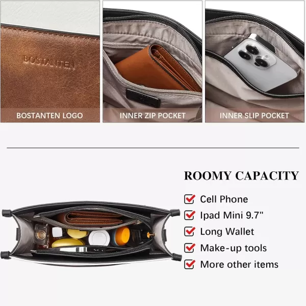 imageBOSTANTEN Crossbody Bags for Women Trendy Vegan Leather Hobo Handbags Fashion Shoulder Purse with Adjustable Guitar StrapD07black White and Brown