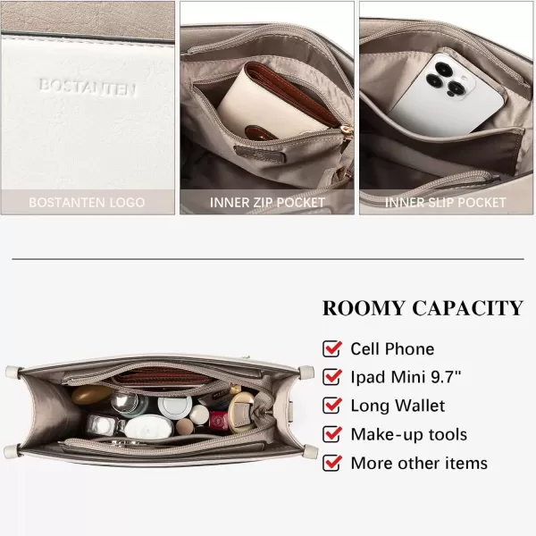 imageBOSTANTEN Crossbody Bags for Women Trendy Vegan Leather Hobo Handbags Fashion Shoulder Purse with Adjustable Guitar StrapD09grey and White