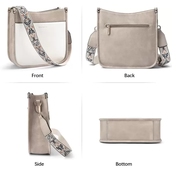 imageBOSTANTEN Crossbody Bags for Women Trendy Vegan Leather Hobo Handbags Fashion Shoulder Purse with Adjustable Guitar StrapD09grey and White