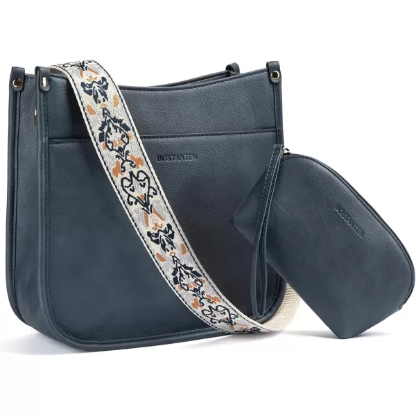 imageBOSTANTEN Crossbody Bags for Women Trendy Vegan Leather Hobo Handbags Fashion Shoulder Purse with Adjustable Guitar StrapD10blue