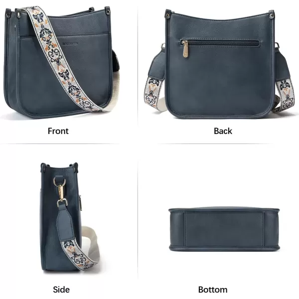 imageBOSTANTEN Crossbody Bags for Women Trendy Vegan Leather Hobo Handbags Fashion Shoulder Purse with Adjustable Guitar StrapD10blue