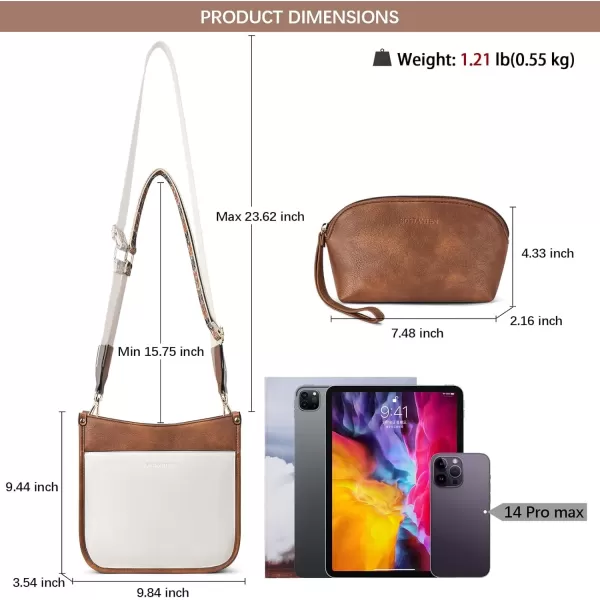 imageBOSTANTEN Crossbody Bags for Women Trendy Vegan Leather Hobo Handbags Fashion Shoulder Purse with Adjustable Guitar StrapD11black Brown With White