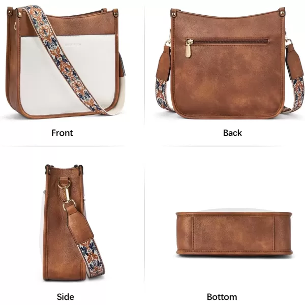 imageBOSTANTEN Crossbody Bags for Women Trendy Vegan Leather Hobo Handbags Fashion Shoulder Purse with Adjustable Guitar StrapD11black Brown With White