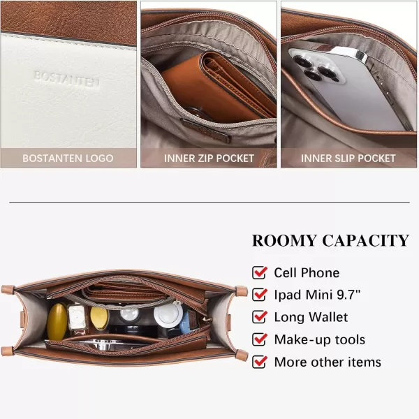 imageBOSTANTEN Crossbody Bags for Women Trendy Vegan Leather Hobo Handbags Fashion Shoulder Purse with Adjustable Guitar StrapD11black Brown With White