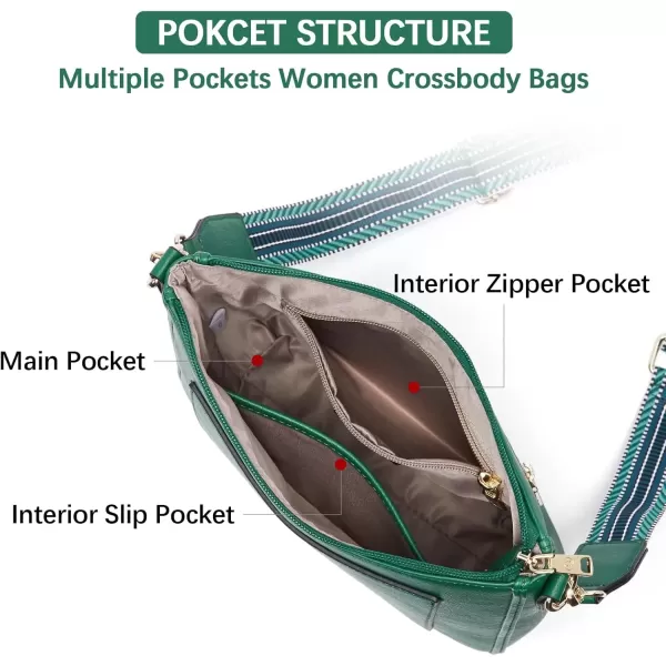 imageBOSTANTEN Crossbody Bags for Women Trendy Vegan Leather Hobo Handbags Fashion Shoulder Purse with Adjustable Guitar StrapGreen