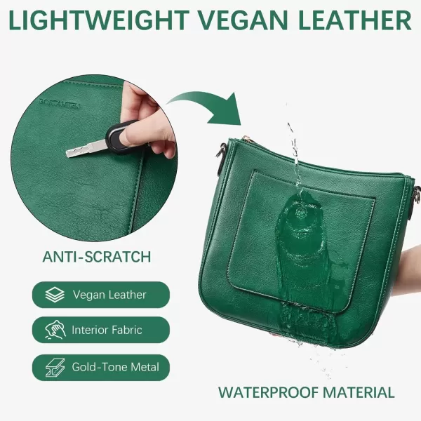 imageBOSTANTEN Crossbody Bags for Women Trendy Vegan Leather Hobo Handbags Fashion Shoulder Purse with Adjustable Guitar StrapGreen
