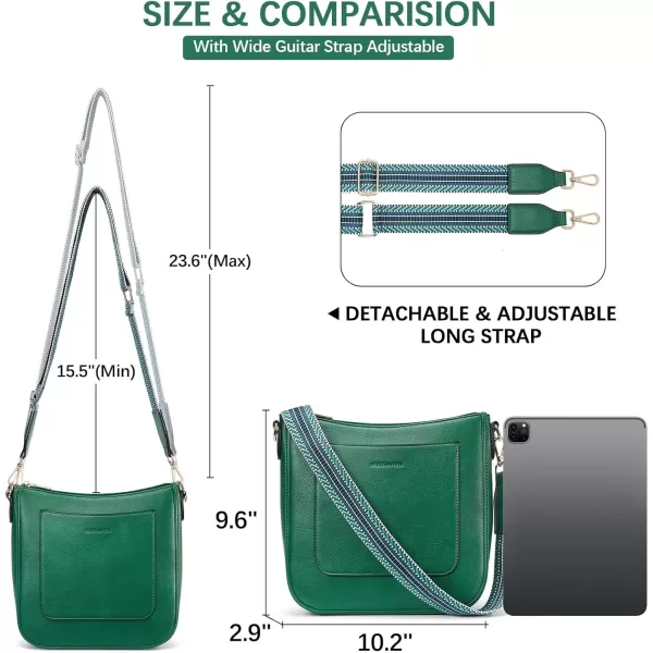 imageBOSTANTEN Crossbody Bags for Women Trendy Vegan Leather Hobo Handbags Fashion Shoulder Purse with Adjustable Guitar StrapGreen