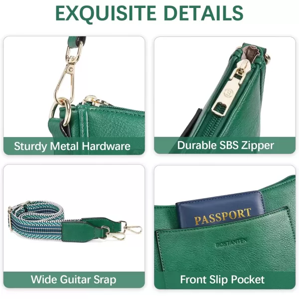 imageBOSTANTEN Crossbody Bags for Women Trendy Vegan Leather Hobo Handbags Fashion Shoulder Purse with Adjustable Guitar StrapGreen