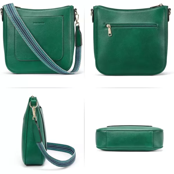 imageBOSTANTEN Crossbody Bags for Women Trendy Vegan Leather Hobo Handbags Fashion Shoulder Purse with Adjustable Guitar StrapGreen