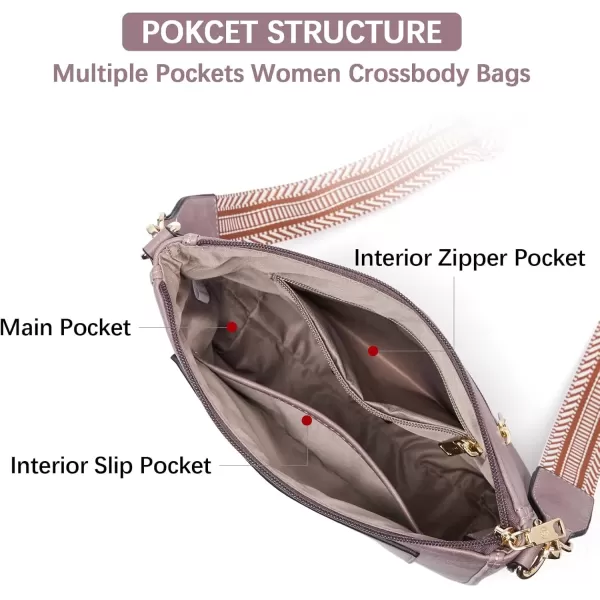 imageBOSTANTEN Crossbody Bags for Women Trendy Vegan Leather Hobo Handbags Fashion Shoulder Purse with Adjustable Guitar StrapPurple