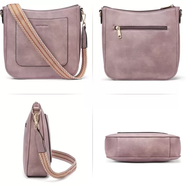 imageBOSTANTEN Crossbody Bags for Women Trendy Vegan Leather Hobo Handbags Fashion Shoulder Purse with Adjustable Guitar StrapPurple
