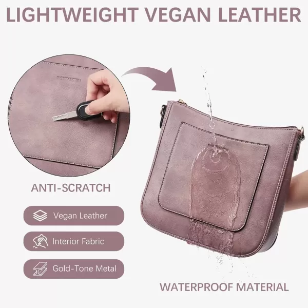imageBOSTANTEN Crossbody Bags for Women Trendy Vegan Leather Hobo Handbags Fashion Shoulder Purse with Adjustable Guitar StrapPurple