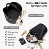 imageBOSTANTEN Small Crossbody Bags for Women Vegan Leather Mini Bucket Handbag Removable Shoulder StrapBlack