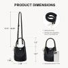 imageBOSTANTEN Small Crossbody Bags for Women Vegan Leather Mini Bucket Handbag Removable Shoulder StrapBlack