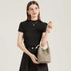 imageBOSTANTEN Small Crossbody Bags for Women Vegan Leather Mini Bucket Handbag Removable Shoulder StrapCamel Brown