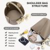 imageBOSTANTEN Small Crossbody Bags for Women Vegan Leather Mini Bucket Handbag Removable Shoulder StrapCamel Brown