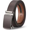 imageBOSTANTEN Mens Belt Leather Ratchet Belt For Men Dress and Casual with Adjustable Buckle Trim to FitWoven Pattern  Brown