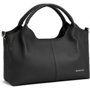 imageBOSTANTEN Genuine Leather Purses for Women Designer Handbags Crossbody Shoulder Bags Top Handle Satchel with Adjustable StrapBlack