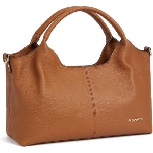 imageBOSTANTEN Genuine Leather Purses for Women Designer Handbags Crossbody Shoulder Bags Top Handle Satchel with Adjustable StrapBrown