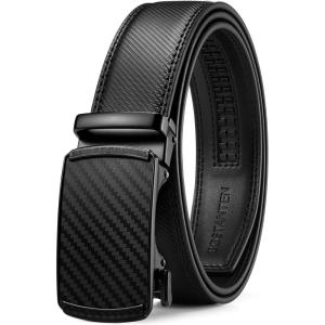 imageBOSTANTEN Mens Belt Leather Ratchet Belt For Men Dress and Casual with Adjustable Buckle Trim to Fit003black