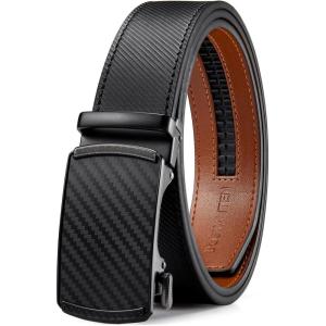 imageBOSTANTEN Mens Belt Leather Ratchet Belt For Men Dress and Casual with Adjustable Buckle Trim to Fit003black With Coffee