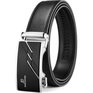 imageBOSTANTEN Mens Belt Leather Ratchet Belt For Men Dress and Casual with Adjustable Buckle Trim to Fit004black