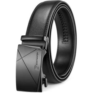 imageBOSTANTEN Mens Belt Leather Ratchet Belt For Men Dress and Casual with Adjustable Buckle Trim to Fit008black