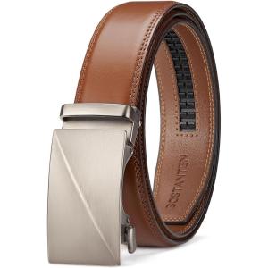 imageBOSTANTEN Mens Belt Leather Ratchet Belt For Men Dress and Casual with Adjustable Buckle Trim to Fit011 All Brown
