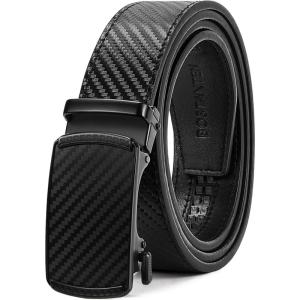 imageBOSTANTEN Mens Belt Leather Ratchet Belt For Men Dress and Casual with Adjustable Buckle Trim to Fit013  Black