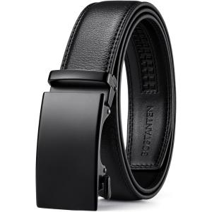 imageBOSTANTEN Mens Belt Leather Ratchet Belt For Men Dress and Casual with Adjustable Buckle Trim to FitA01black