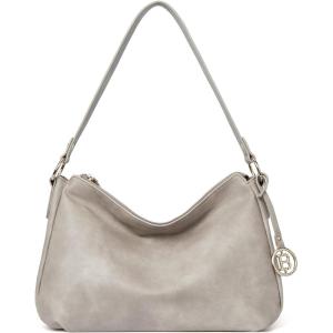 imageBOSTANTEN Purses for Women Vegan Leather Shoulder Bag Designer Ladies Hobo Handbags PocketbooksLight Gray
