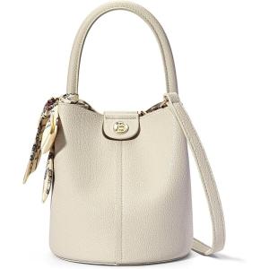 imageBOSTANTEN Small Crossbody Bags for Women Vegan Leather Mini Bucket Handbag Removable Shoulder StrapBeige