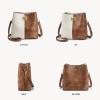imageBOSTANTEN Crossbody Bucket Shoulder Bags for Women Vegan Leather Purse Cross Body Handbag Multiple PocketsBeige With Brown