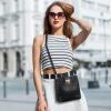 imageBOSTANTEN Crossbody Bucket Shoulder Bags for Women Vegan Leather Purse Cross Body Handbag Multiple PocketsBlack