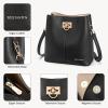 imageBOSTANTEN Crossbody Bucket Shoulder Bags for Women Vegan Leather Purse Cross Body Handbag Multiple PocketsBlack
