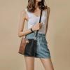 imageBOSTANTEN Crossbody Bucket Shoulder Bags for Women Vegan Leather Purse Cross Body Handbag Multiple PocketsBlack With Brown