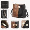 imageBOSTANTEN Crossbody Bucket Shoulder Bags for Women Vegan Leather Purse Cross Body Handbag Multiple PocketsBlack With Brown