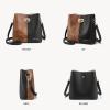 imageBOSTANTEN Crossbody Bucket Shoulder Bags for Women Vegan Leather Purse Cross Body Handbag Multiple PocketsBlack With Brown