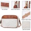 imageBOSTANTEN Quilted Crossbody Bags for Women Vegan Leather Purses Small Shoulder Handbags with Wide StrapBeige With Brown