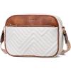 imageBOSTANTEN Quilted Crossbody Bags for Women Vegan Leather Purses Small Shoulder Handbags with Wide StrapBeige With Brown