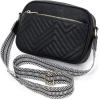 imageBOSTANTEN Quilted Crossbody Bags for Women Vegan Leather Purses Small Shoulder Handbags with Wide StrapBlack