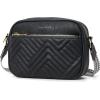 imageBOSTANTEN Quilted Crossbody Bags for Women Vegan Leather Purses Small Shoulder Handbags with Wide StrapBlack