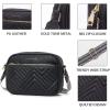 imageBOSTANTEN Quilted Crossbody Bags for Women Vegan Leather Purses Small Shoulder Handbags with Wide StrapBlack