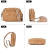 imageBOSTANTEN Quilted Crossbody Bags for Women Vegan Leather Purses Small Shoulder Handbags with Wide StrapCamel Brown