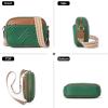 imageBOSTANTEN Quilted Crossbody Bags for Women Vegan Leather Purses Small Shoulder Handbags with Wide StrapGreen With Brown