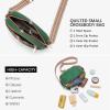 imageBOSTANTEN Quilted Crossbody Bags for Women Vegan Leather Purses Small Shoulder Handbags with Wide StrapGreen With Brown