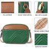 imageBOSTANTEN Quilted Crossbody Bags for Women Vegan Leather Purses Small Shoulder Handbags with Wide StrapGreen With Brown