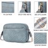 imageBOSTANTEN Quilted Crossbody Bags for Women Vegan Leather Purses Small Shoulder Handbags with Wide StrapLight Blue