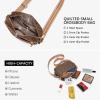 imageBOSTANTEN Quilted Crossbody Bags for Women Vegan Leather Purses Small Shoulder Handbags with Wide StrapP05coffee With Brown