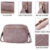imageBOSTANTEN Quilted Crossbody Bags for Women Vegan Leather Purses Small Shoulder Handbags with Wide StrapPurple